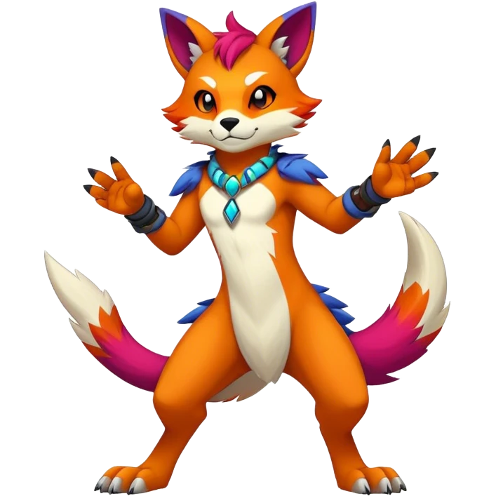 Edgy colorful anthro fursona Fakemon emoji