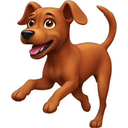 solid red dog with pointed ears running emoji