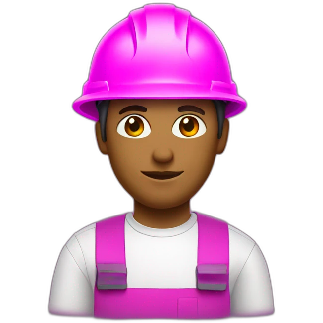 Technician wears a helm in magenta emoji
