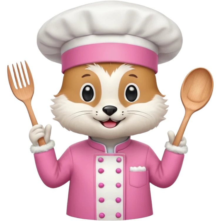 animal with pink chef costume emoji