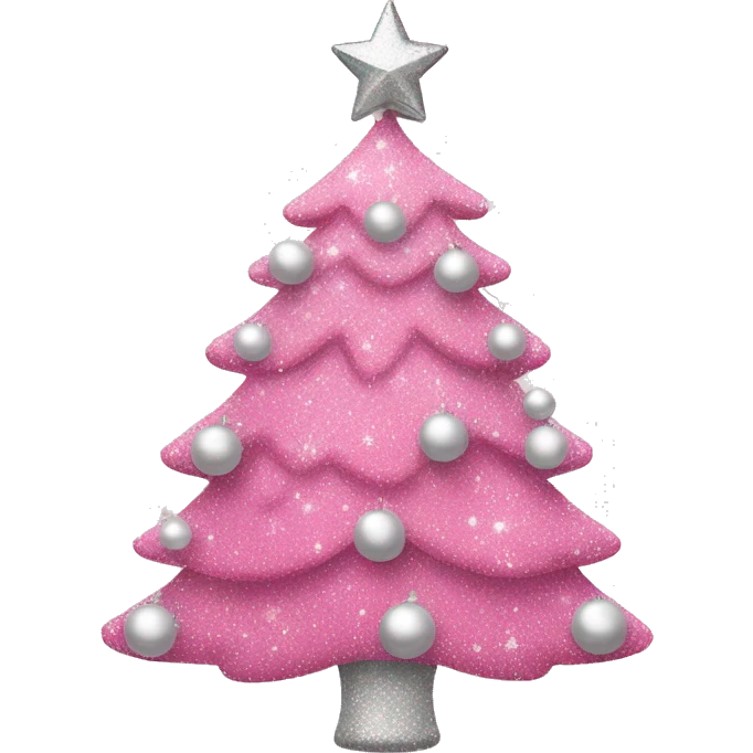 Pink Christmas tree with white and silver sparkly ornament  emoji