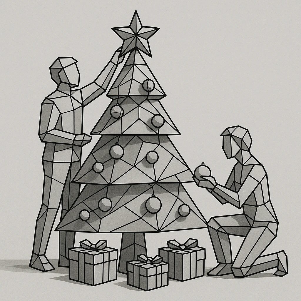 people decorating a Christmas tree emoji