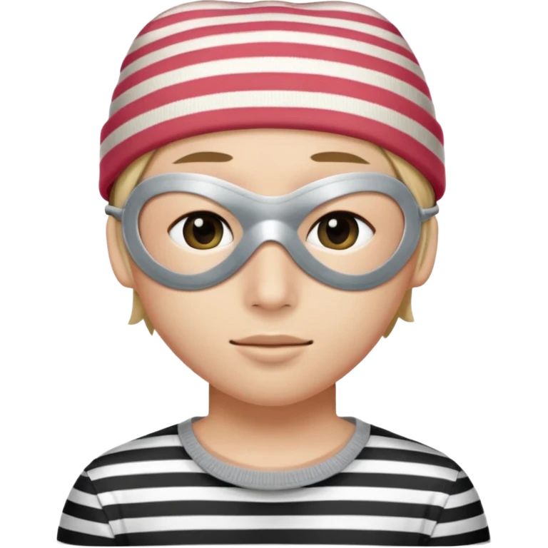 Thief with strib shirt and eye mask with beanie  emoji