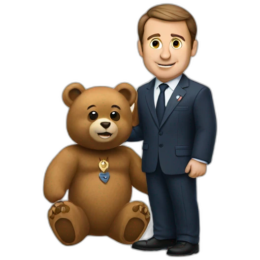 Macron with a bear emoji