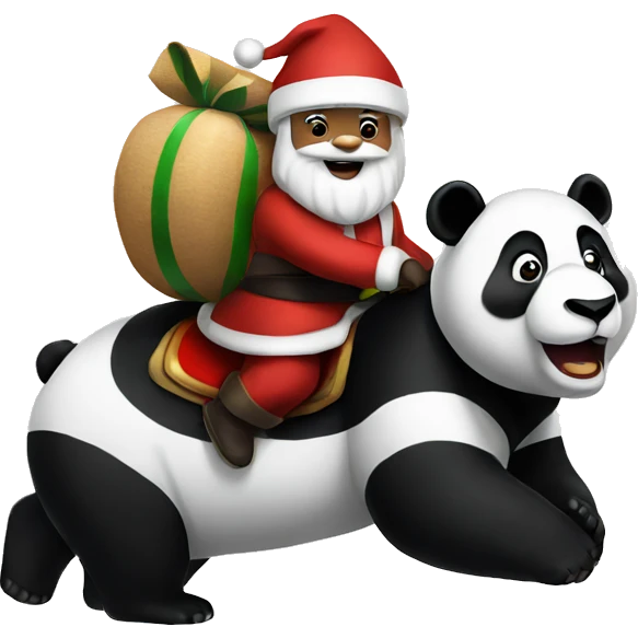 santa claus riding a panda emoji