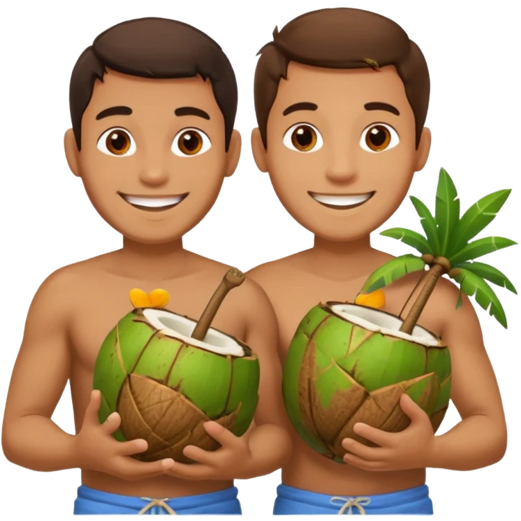 2 men having sex with coconuts  emoji