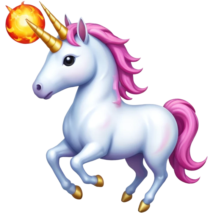 Unicorn with fireball emoji