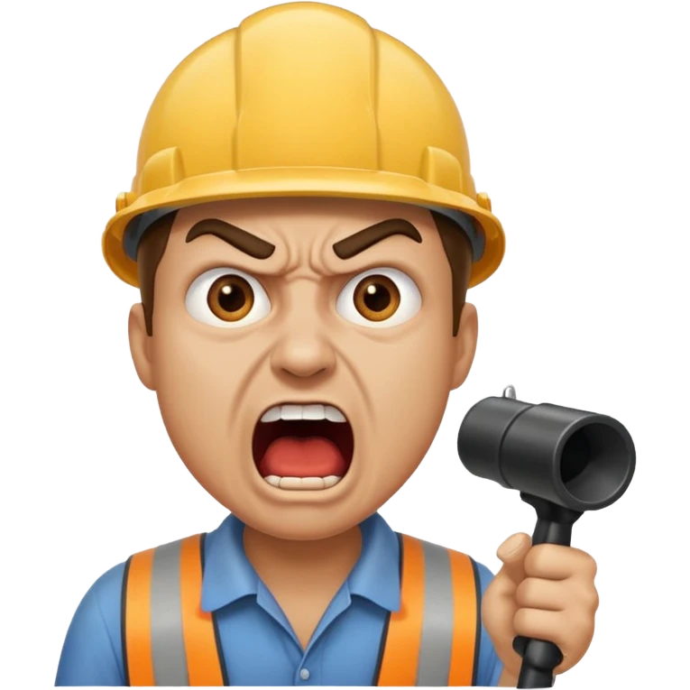 The angry laborer shouts "where is the director emoji