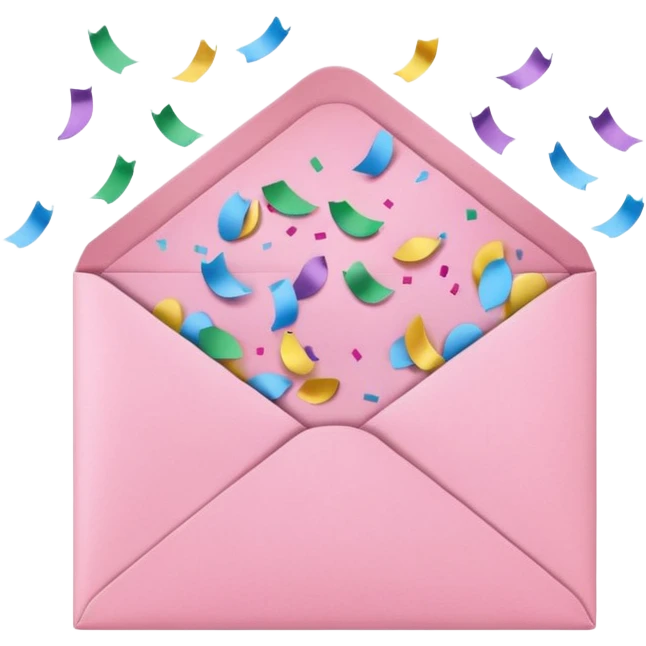 pink envelope with confetti emoji