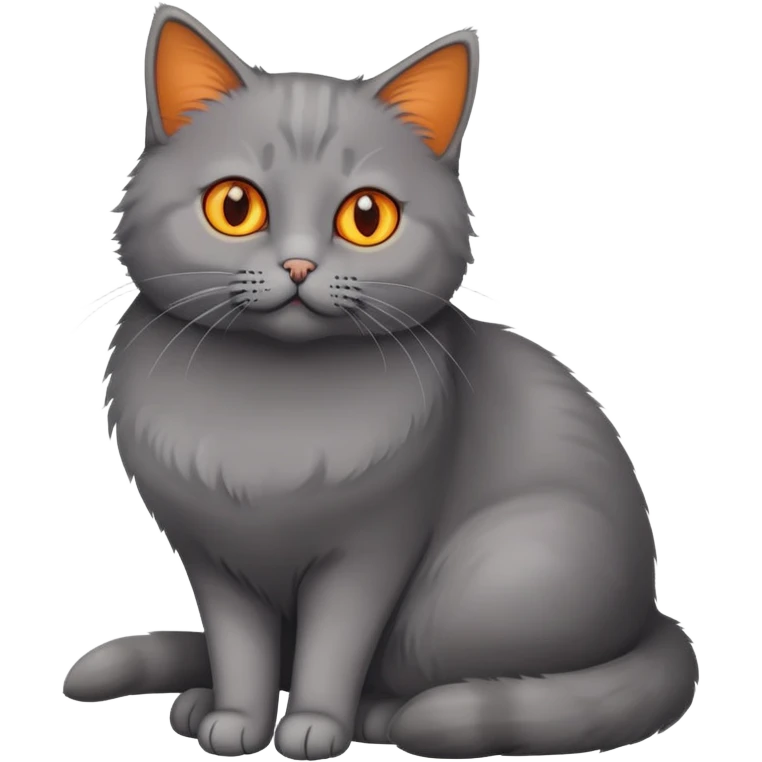 Grey shorthair cat with orange eyes emoji