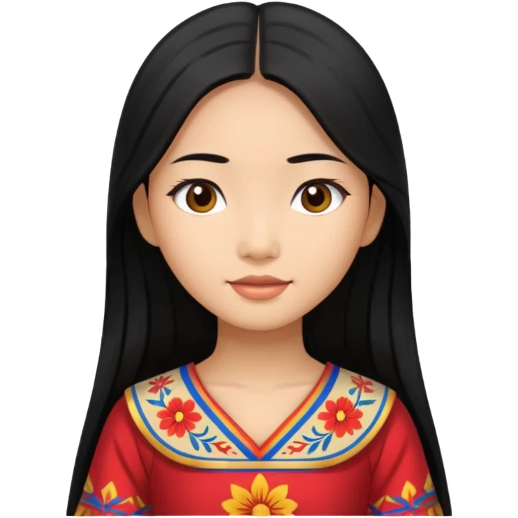 Asian girl with long black hair in Filipino dress emoji