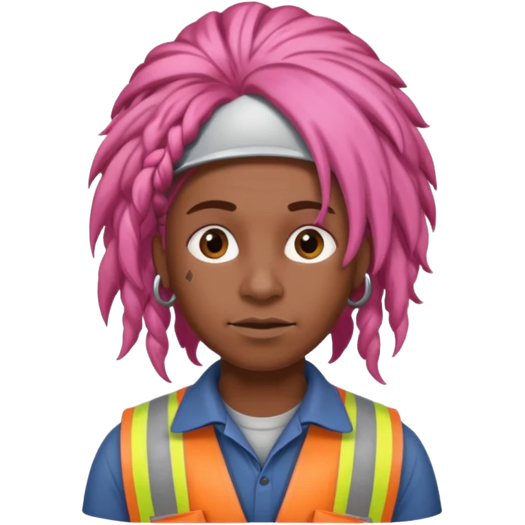 construction worker heavy pink dreadlocked haired man  emoji