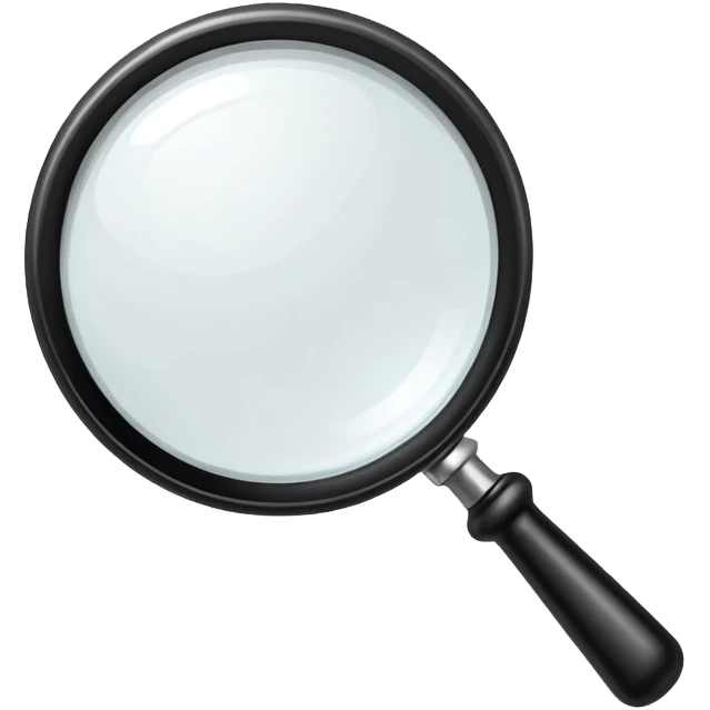 classic magnifying glass with round glass part and short black handle emoji