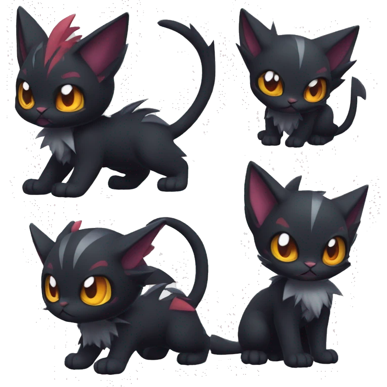 Cool Cute Edgy Black Dark Chibi Cat-Noibat-Noivern-Litten-Fakémon-hybrid emoji
