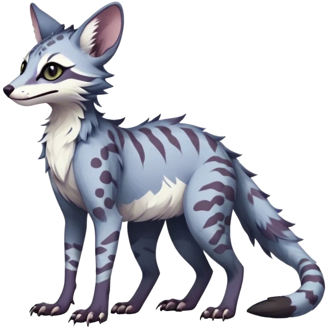 Feral Rare Fantasy dark pastel Vernid-Sergal-Genet-Trico-species by LiLaiRa, random markings, tufted ears, full body emoji