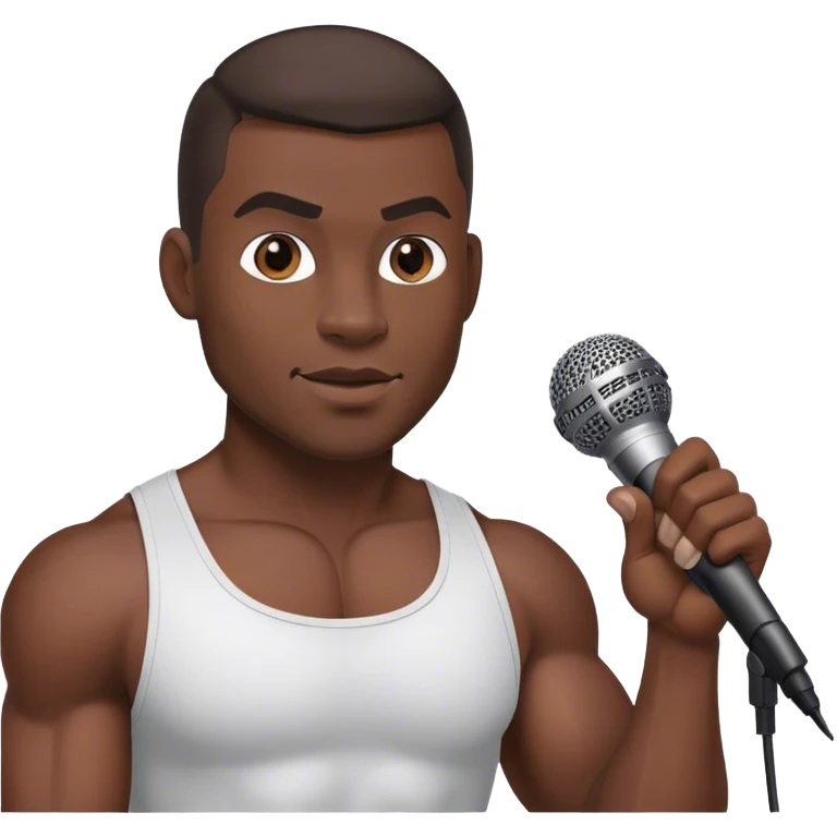 muscular man with microphone emoji