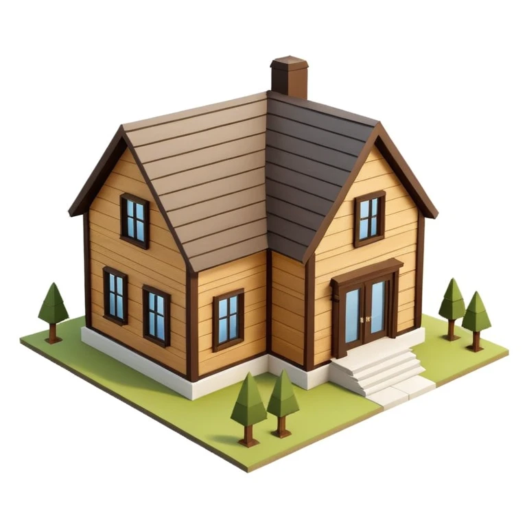 modern farmhouse 3d isometric emoji