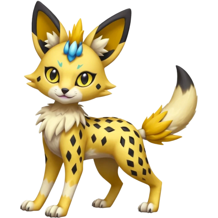Colorful Meloetta-Joltik-Vernid-Sergal-Serval-Pokémon-Fakémon-fusion-hybrid-creature emoji