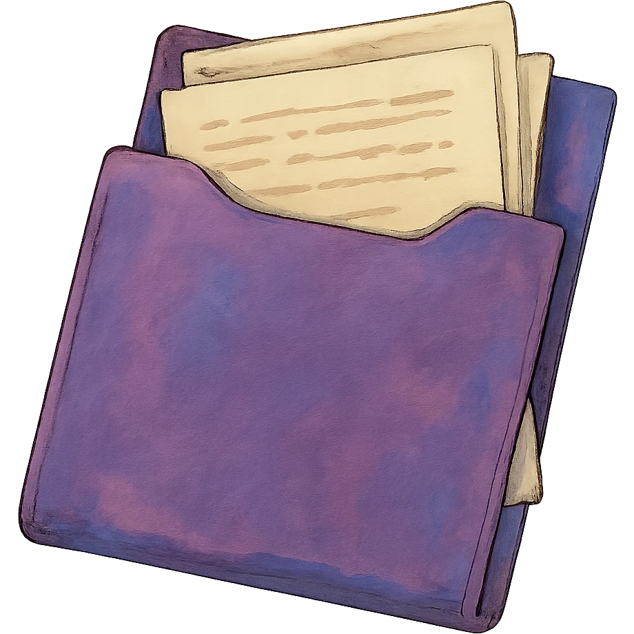 purple folder with papers inside, ghibli style emoji