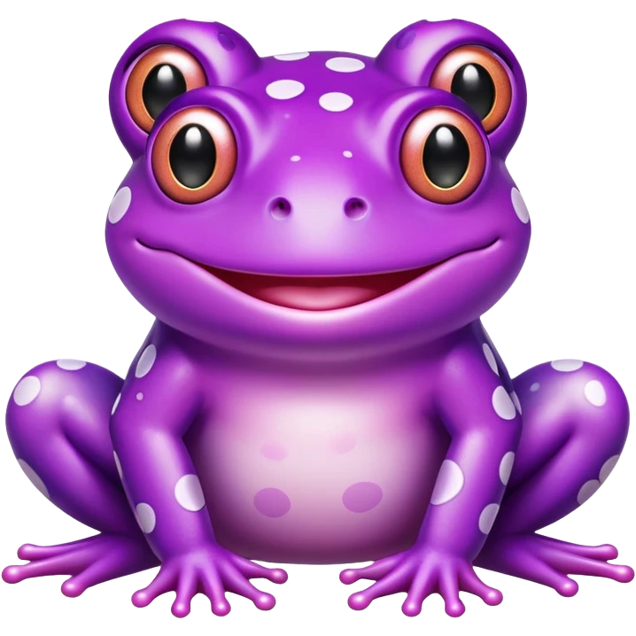 Pink and purple polka dot cartoon frog  emoji