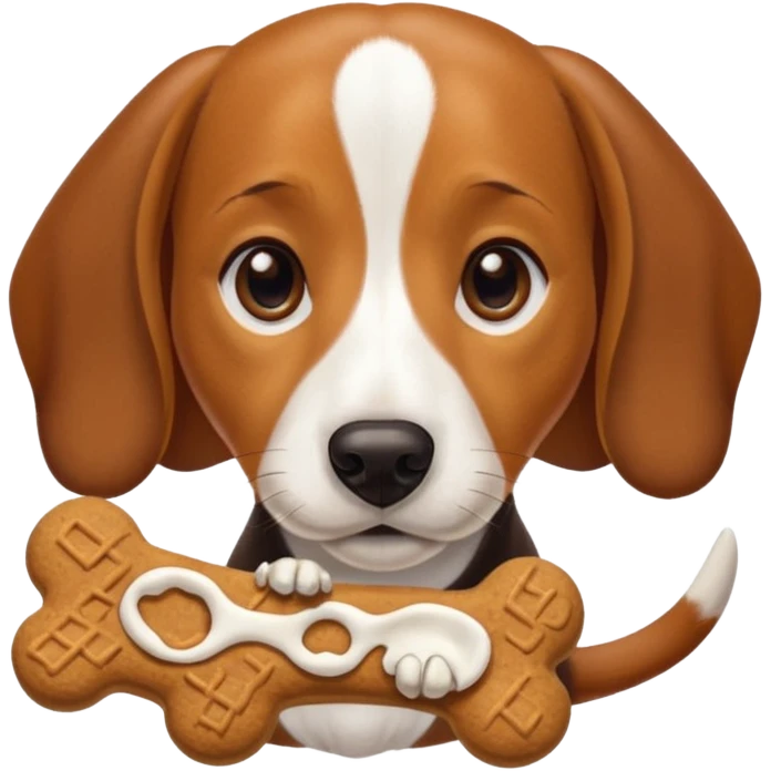 beagle dachshund mix with a treat emoji