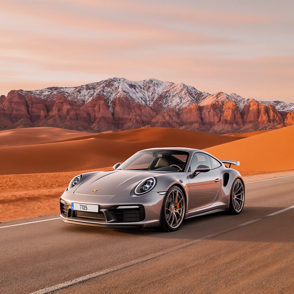 A modern desert mountain, wallpaper, modern, porsche 911 emoji