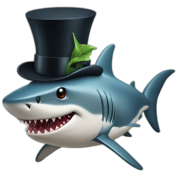 Shark with a top hat emoji