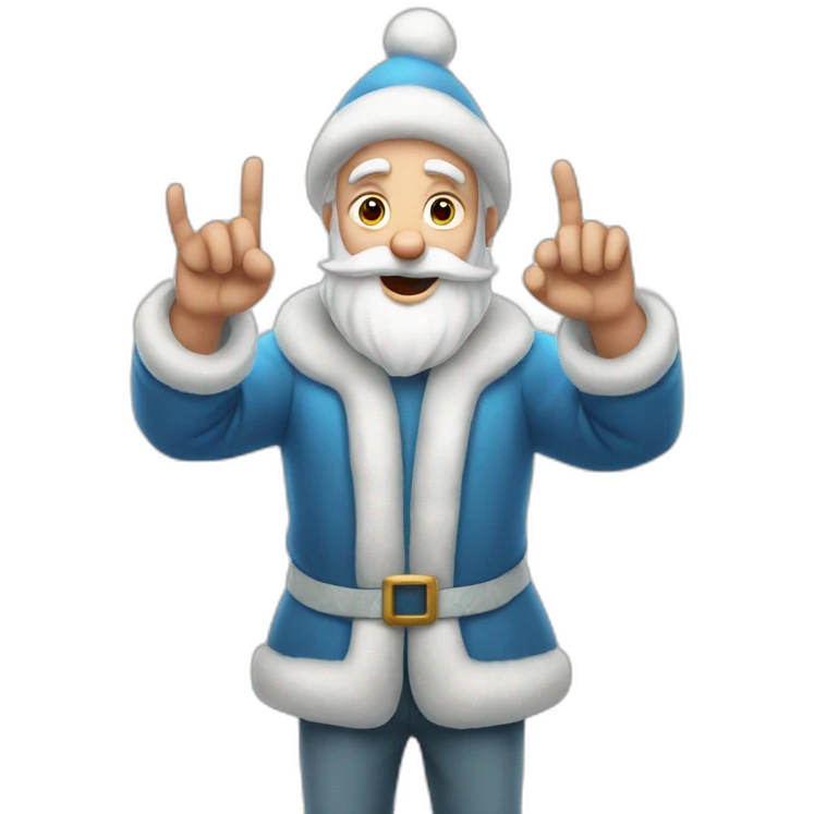 Father Frost hands Sign of the Horns emoji