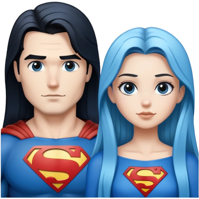 Superman-and-girl-with-black-faded-to-blue-straight-long-hair emoji