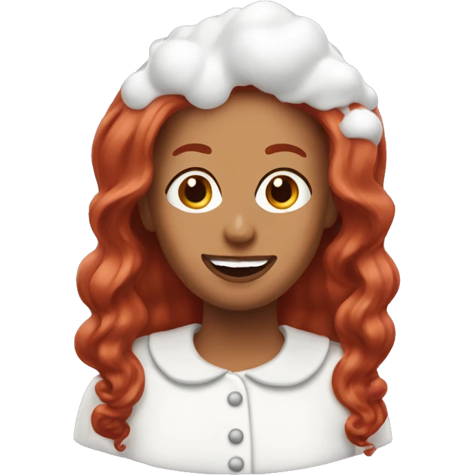 Red haired Woman with whipped cream on her face emoji