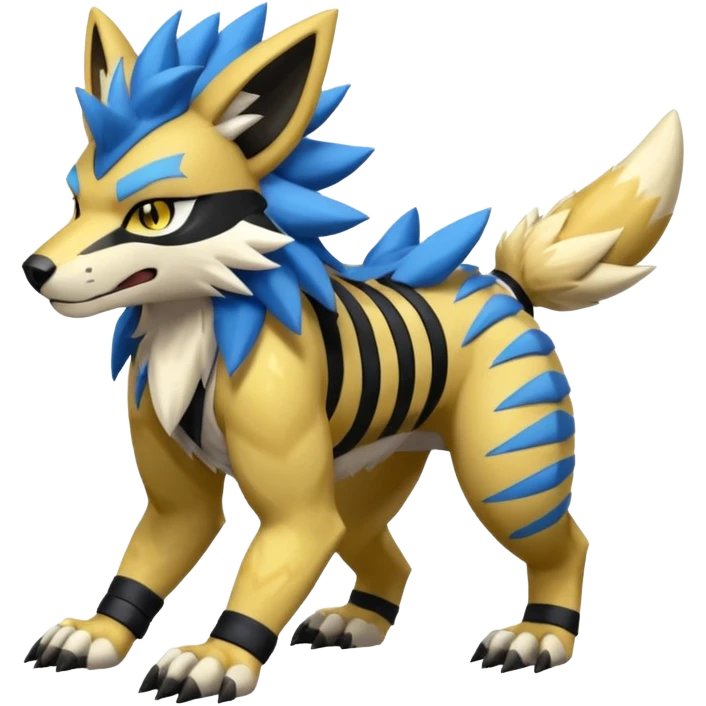 Shiny furry cool Zeraora-WereGarurumon-Obstagoon-fusion emoji