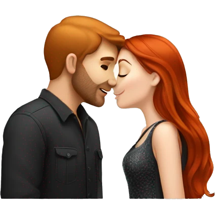 Redhead Girl Kissing silver/black haired man  emoji
