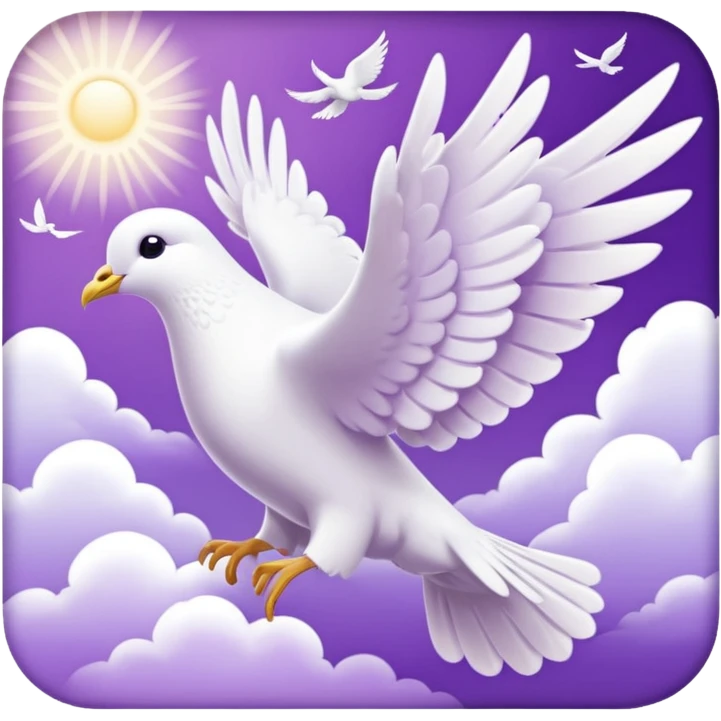 White and purple dove flying towards heaven  emoji