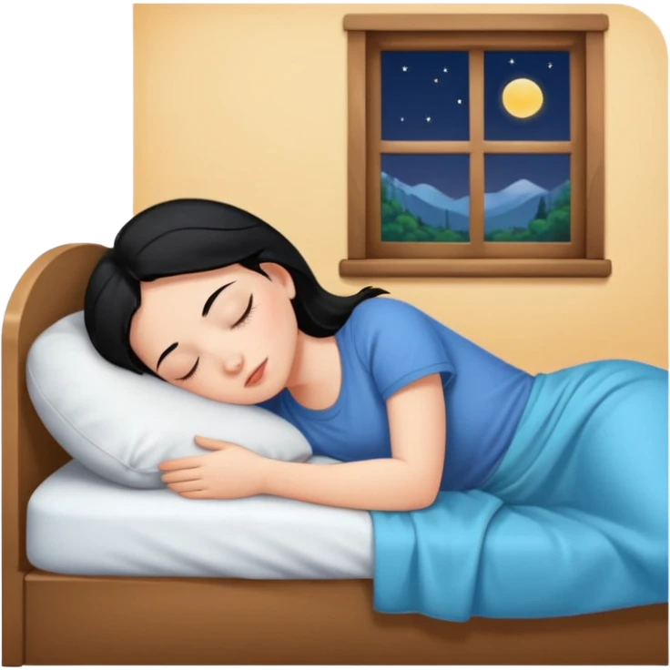 girl with black hair in short sleeves sleeping at home emoji