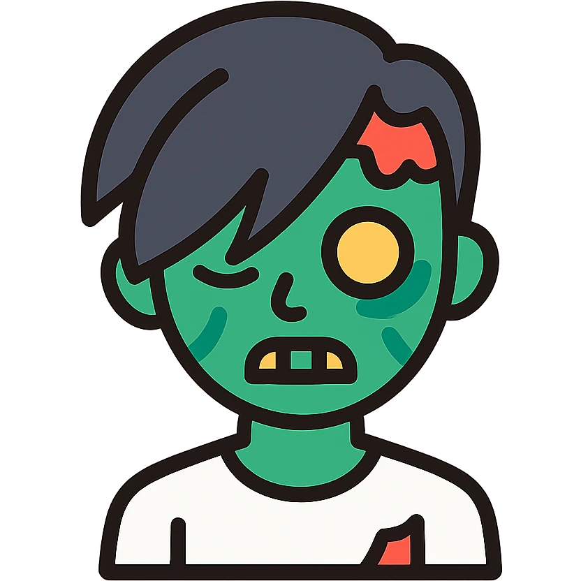 zombie boy with emo hair and white shirt emoji