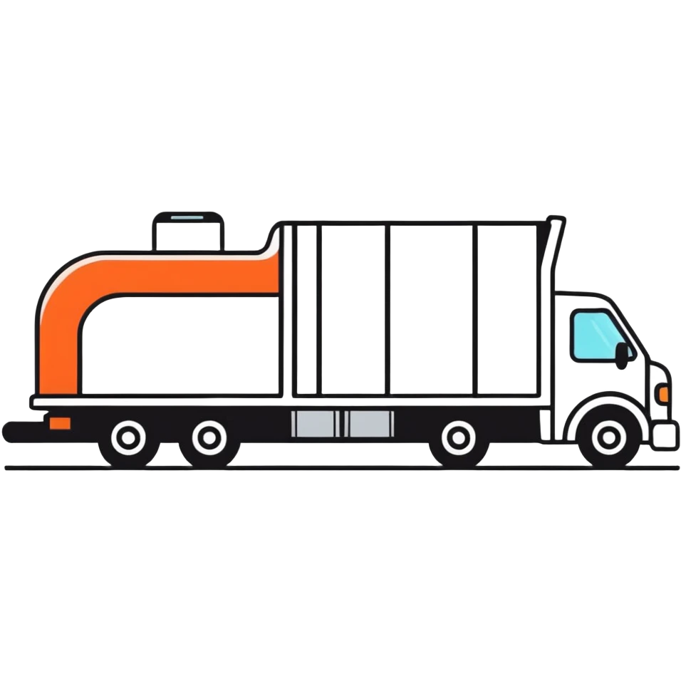 pipeline on a delivery truck, cartoonish sticker style emoji