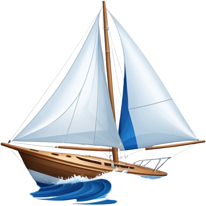 An icon featuring a sleek sailboat with billowing sails cutting through the waves. The design includes the boat's mast, a wind-filled sail, and water splashes, symbolizing the thrill and skill of sailing. Transparent background highlights the elegance and power of wind-driven sports. emoji
