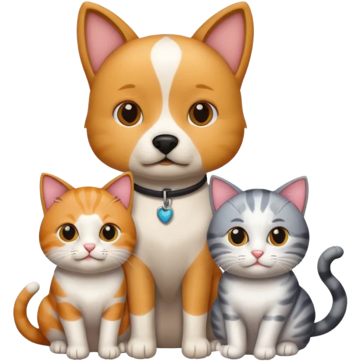 one dog and two cats emoji