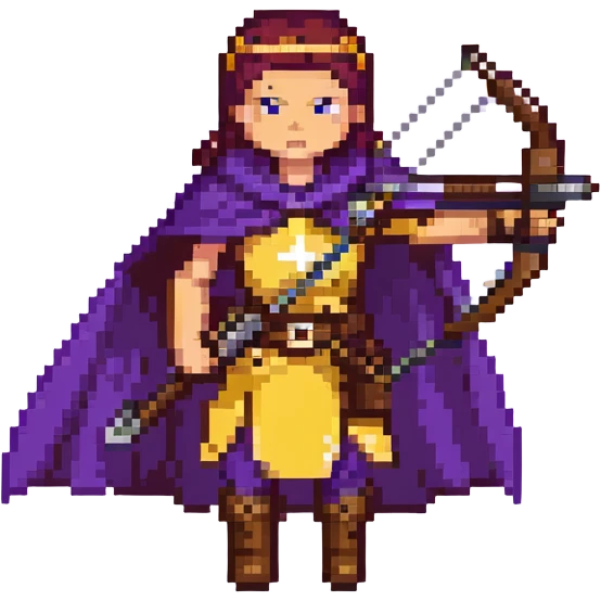 Archer Queen from Clash Royale with crossbow and purple cape emoji