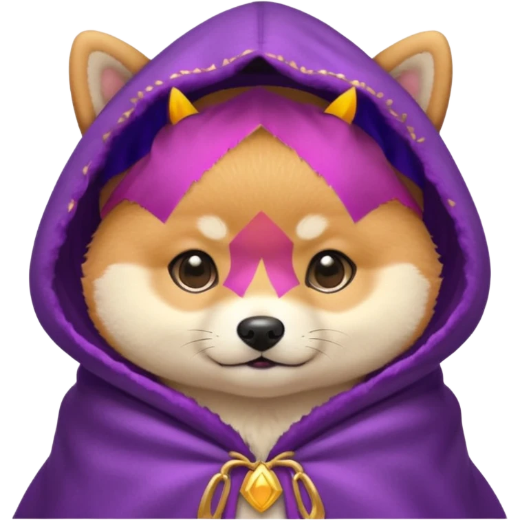 baby shiba dog, in magic purple cloak emoji