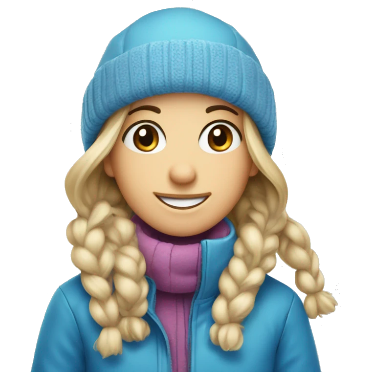 smiling girl in winter attire blue eyes  emoji