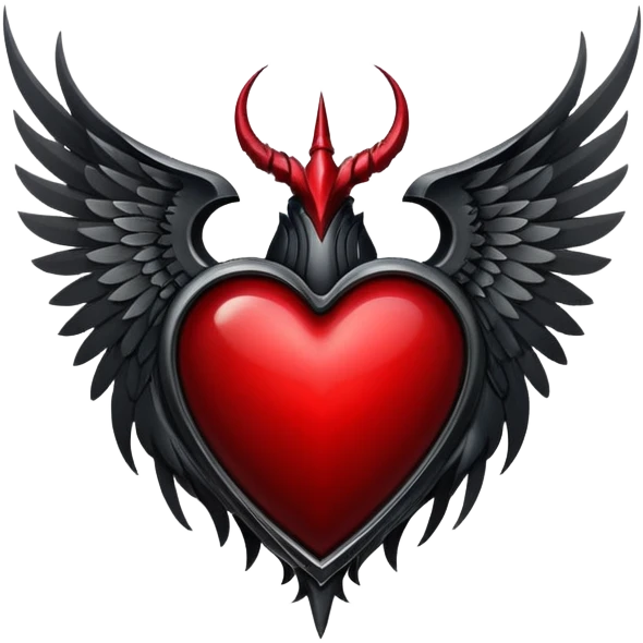 Black heart with wings and horns emoji