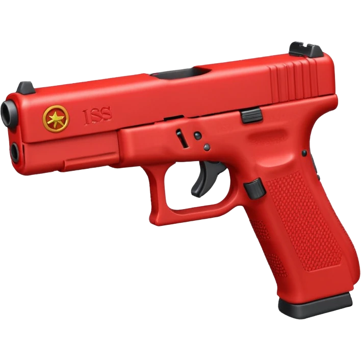 a red glock 20 with a drum mag inside of it with a red flag like people wear in real life emoji