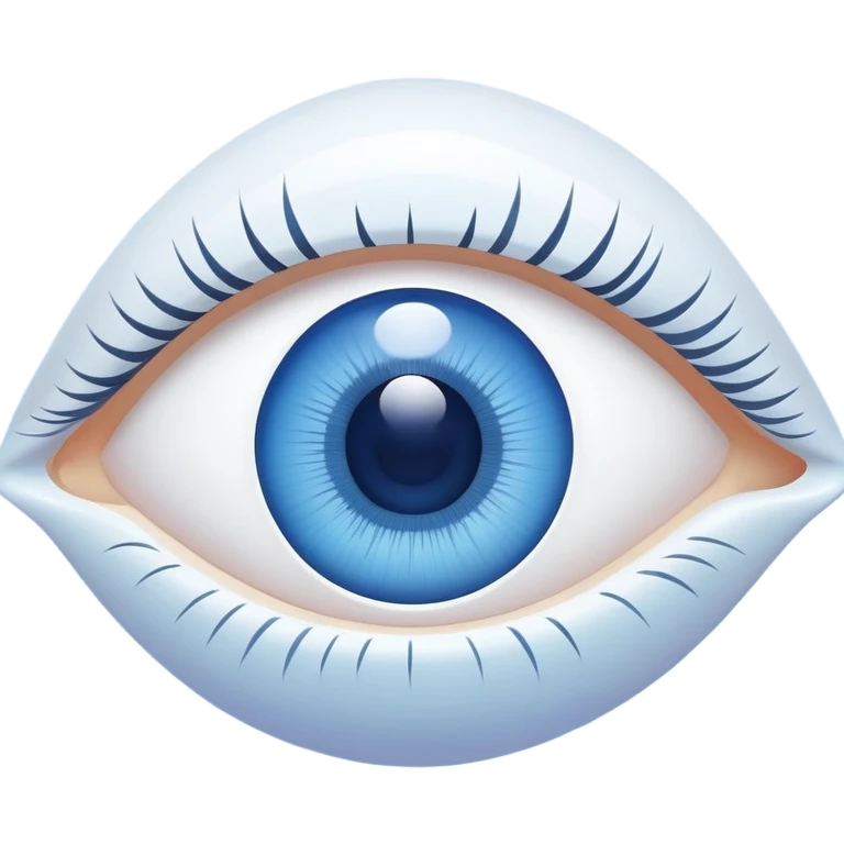 white capital letter O inside almond-shaped gradient eye with silver curved accents on both sides, on circular blue background, symbolizing vision and clarity emoji
