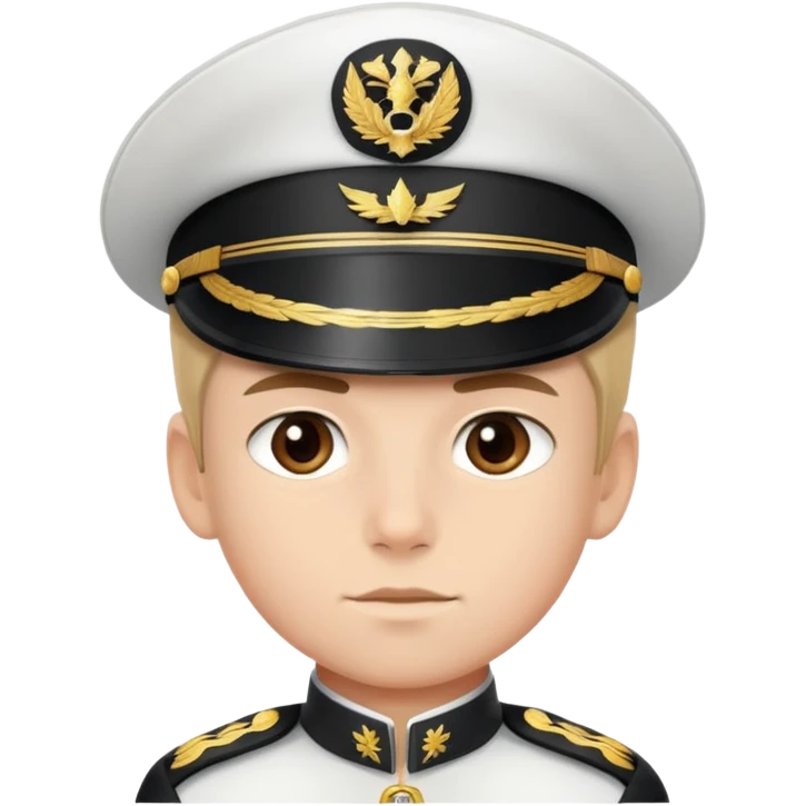 A boy captain looking straight ahead. emoji