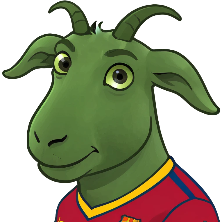 A goat wearing an fc Barcelona jersey emoji