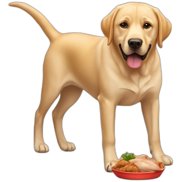 badly behaved labrador eating a chicken emoji