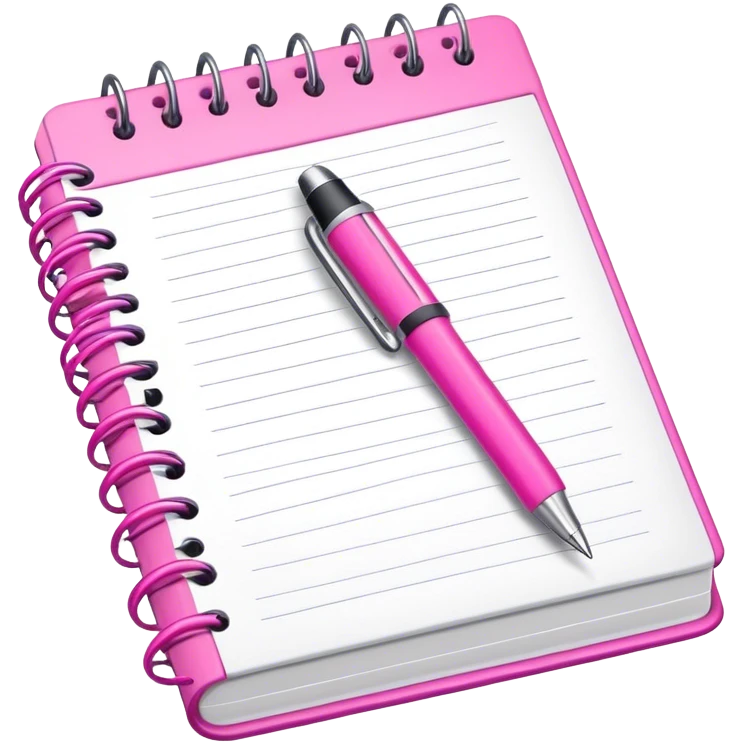 Notebook with a pink pen emoji