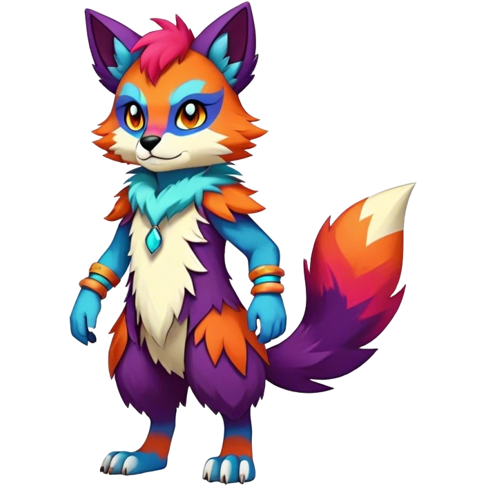 Edgy colorful anthro fursona Fakemon full body emoji