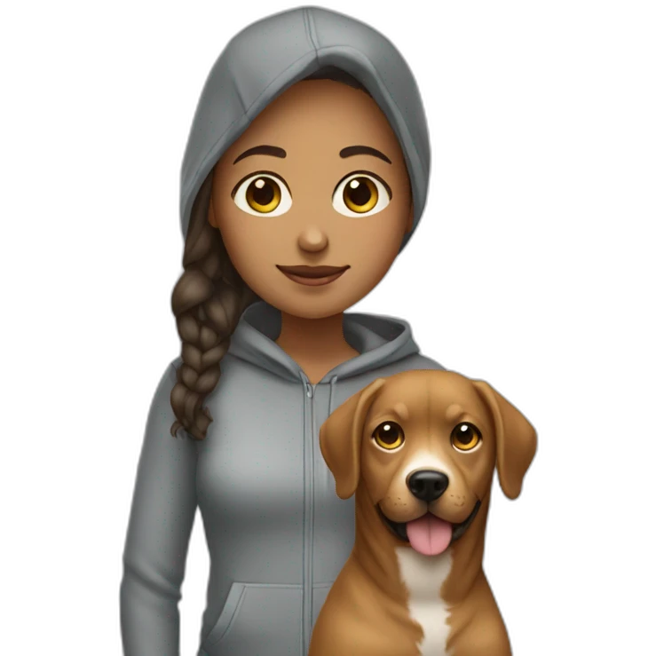 Girl with a dog wearing hoodie emoji